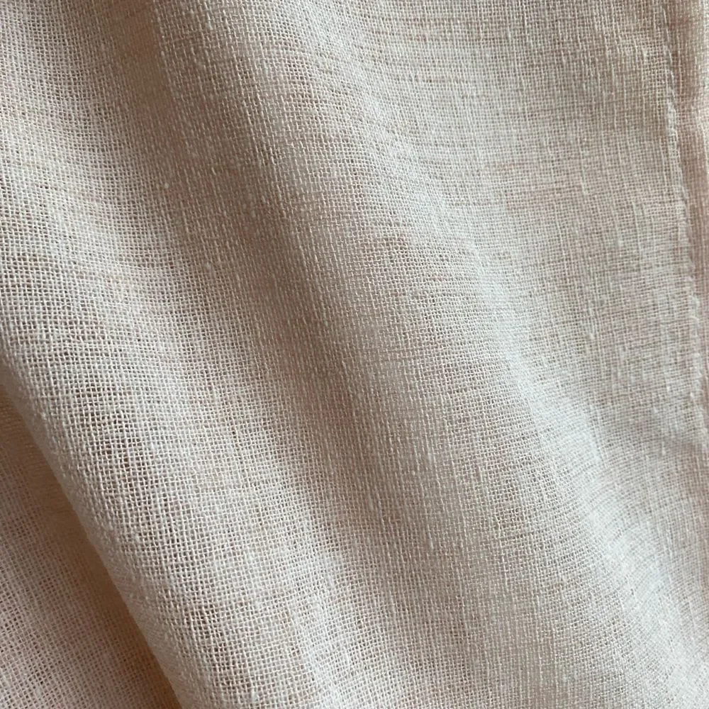 Lux Decor Dusty Pink Half Striped Solid Bottom Grommet Curtain Set